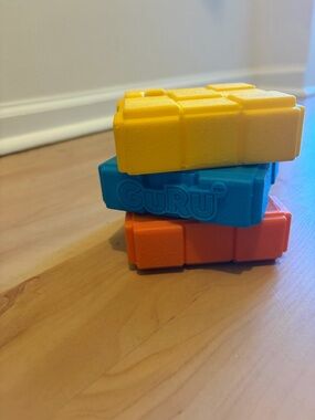 Dog Treat Puzzle Blocks Toy - Yellow, Blue, Orange